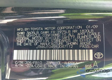 2009 Scion Xd из США, поврежденный, VIN JTKKU10459J047112